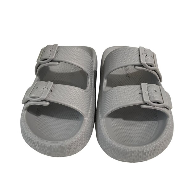 Beach Slides By JSlides Grey EVA Double Buckle Sandals Women 7M Summer Coastal - Picture 5 of 13